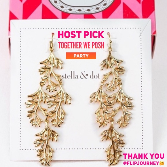 :: Stella & Dot Grace Chandeliers Gold Earrings - Picture 3 of 7